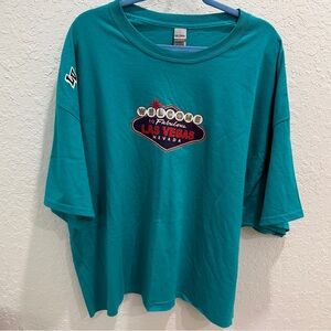 Custom Cropped Gildan Teal Las Vegas Welcome T-Shirt